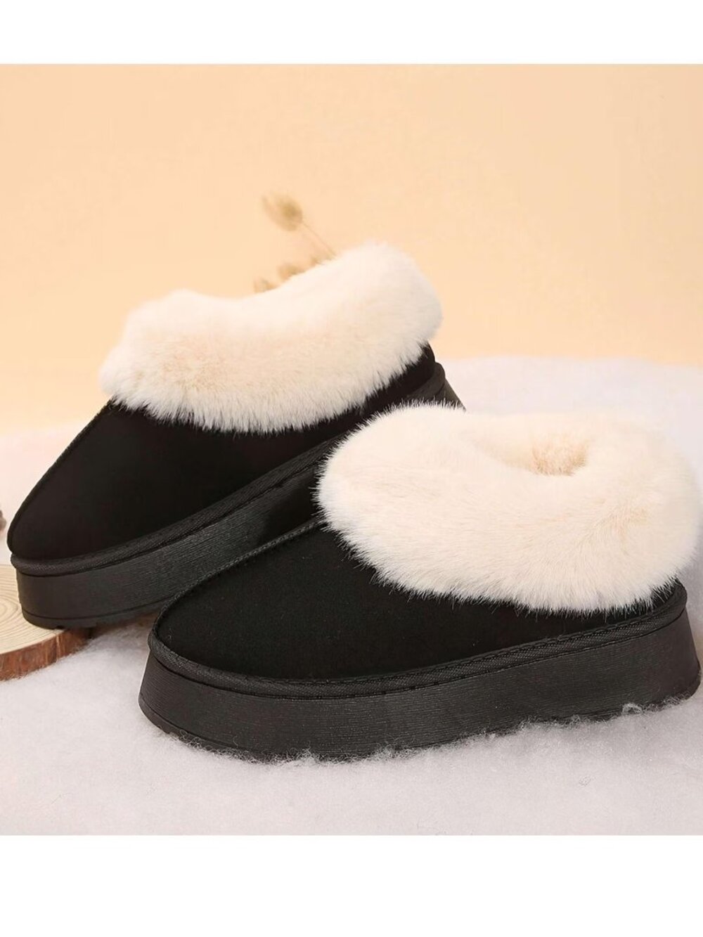 Boots 8 Black White Faux Fur Chunky Platform Bootie Slip On Shoes Oliva Kate NWT